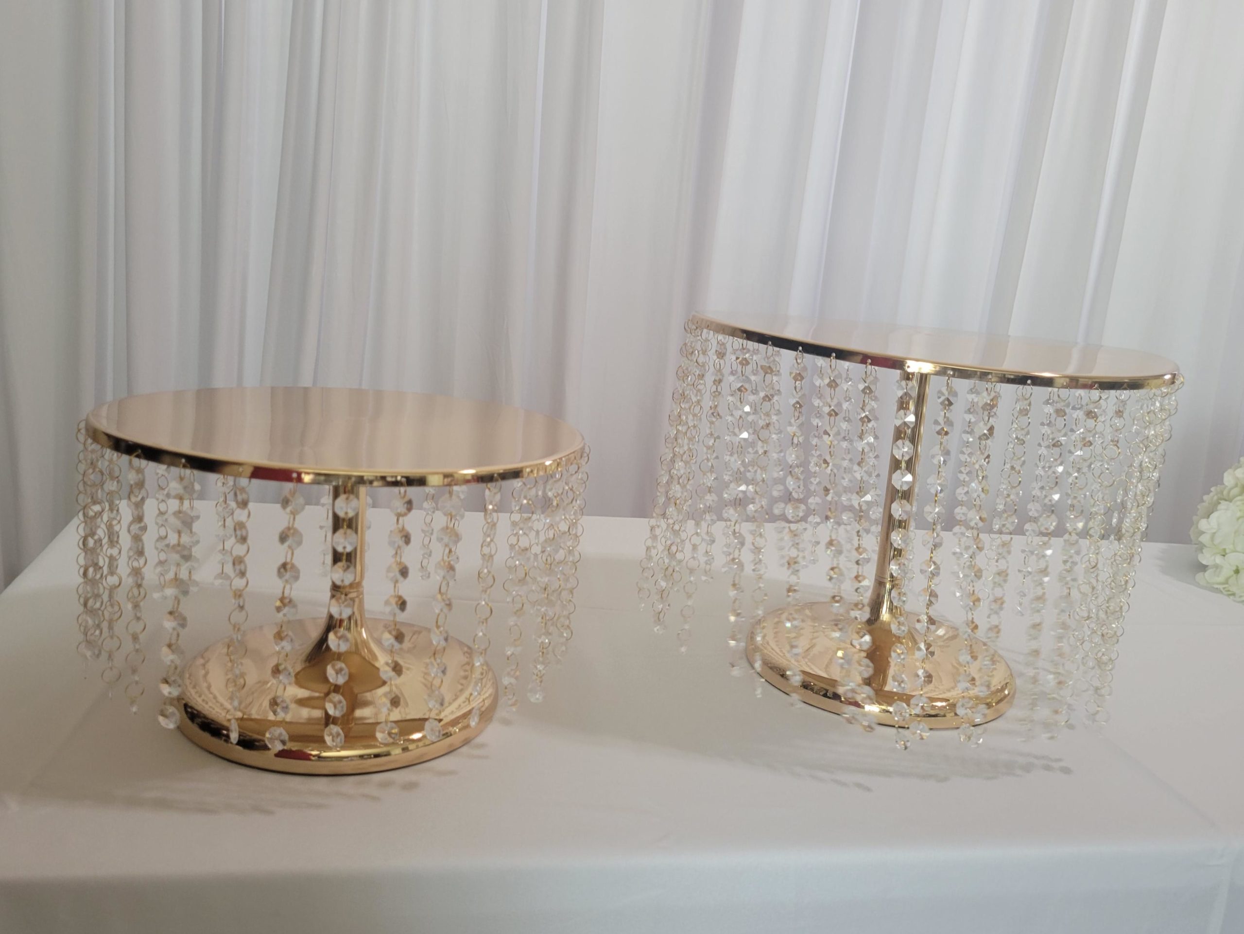 Cake stand with hanging crystals hotsell